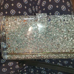 Edie Parker silver confetti clutch